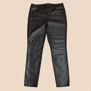 WHBM Exposed Button Fly The Skinny Coated Pants Brown Women’s Sz 12